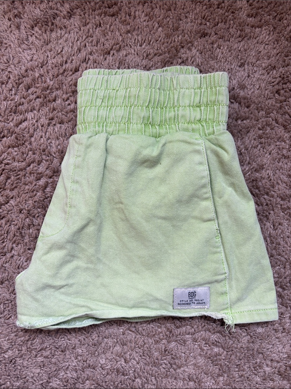 BDG Light Green Smocked Waist Casual Mini Shorts